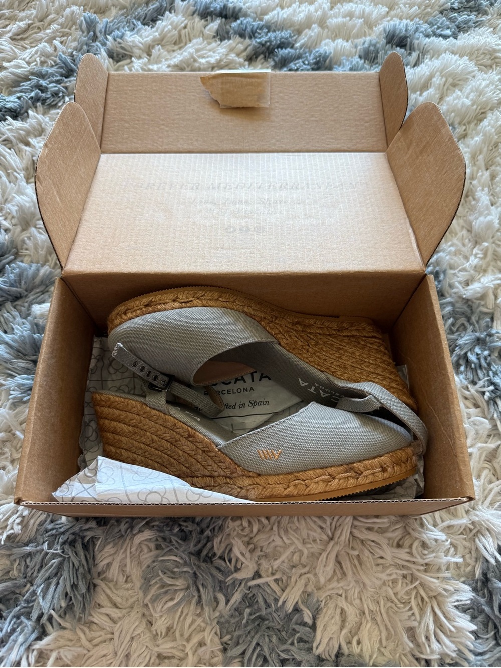 Viscata Barcelona Wedge Sandals - canvas Ash - Peratallada size 40 (US 9)